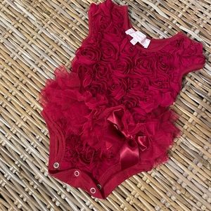 Popatu Red Rosette onesie Sz 3-6 Month